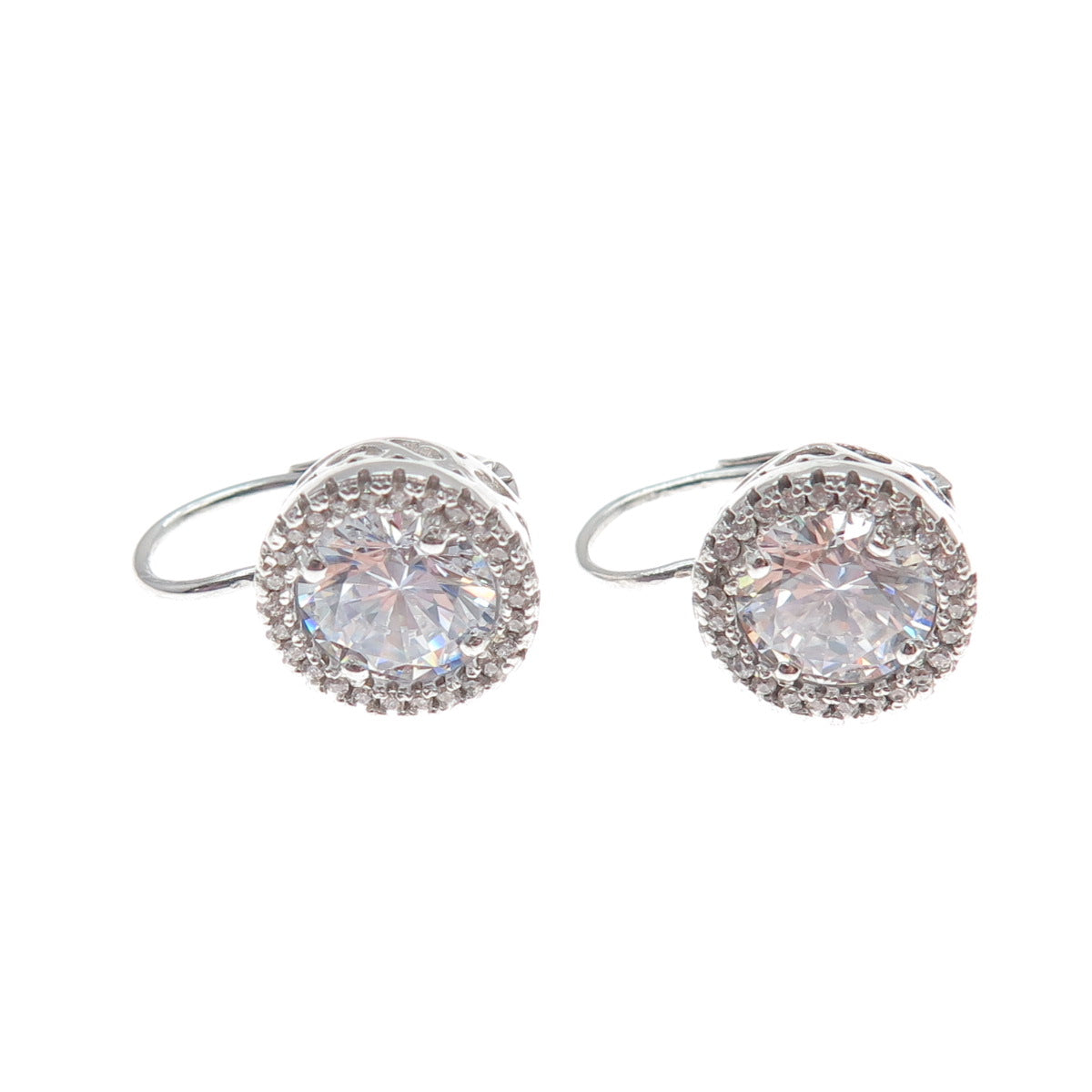 DBJ DEE BERKLE 925 Sterling Silver Round-Cut C Z Sparkle Earrings