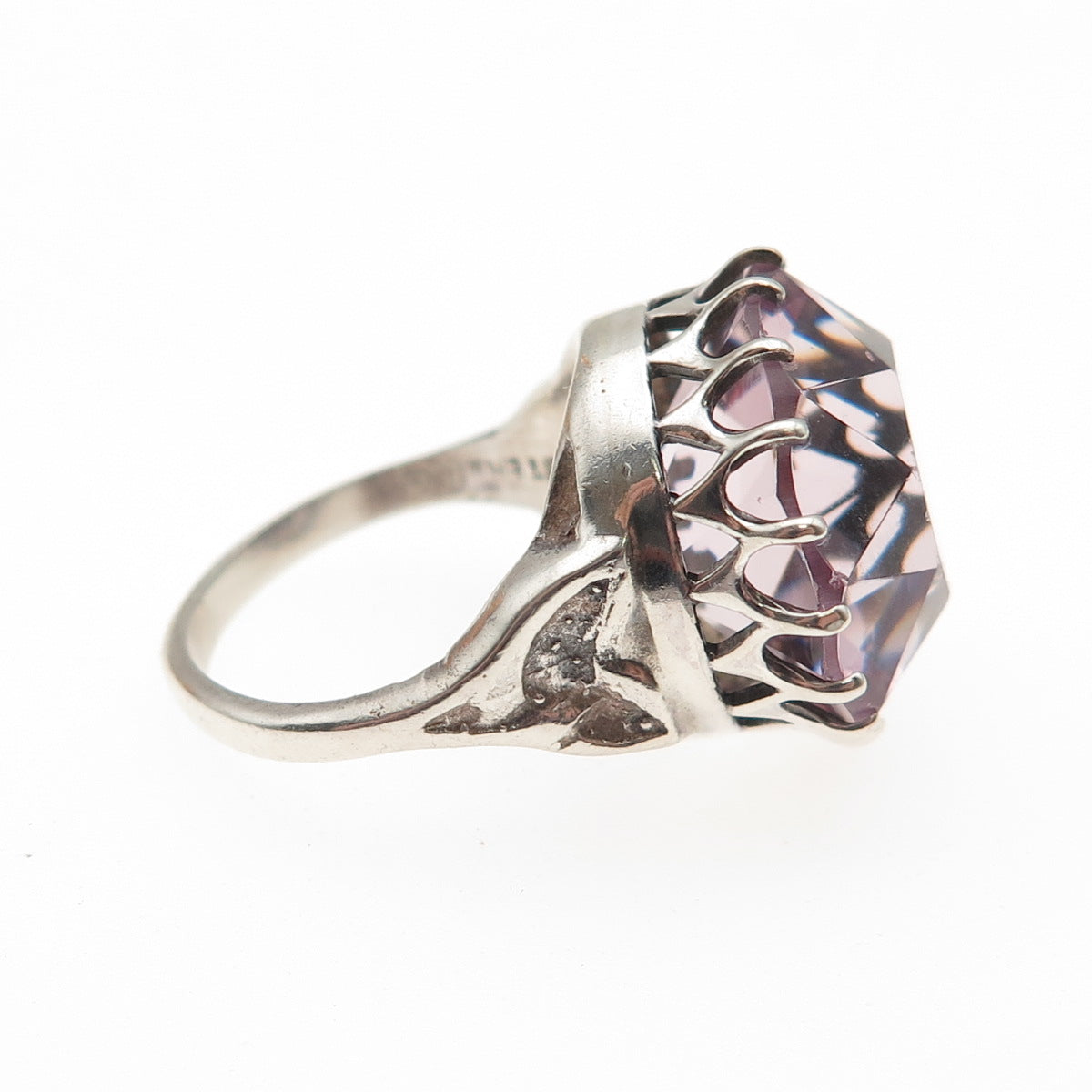 Dolan & Bullock 925 Sterling Antique Art Deco Lavender Rhinestone Ring Size 4.5