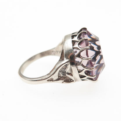 Dolan & Bullock 925 Sterling Antique Art Deco Lavender Rhinestone Ring Size 4.5