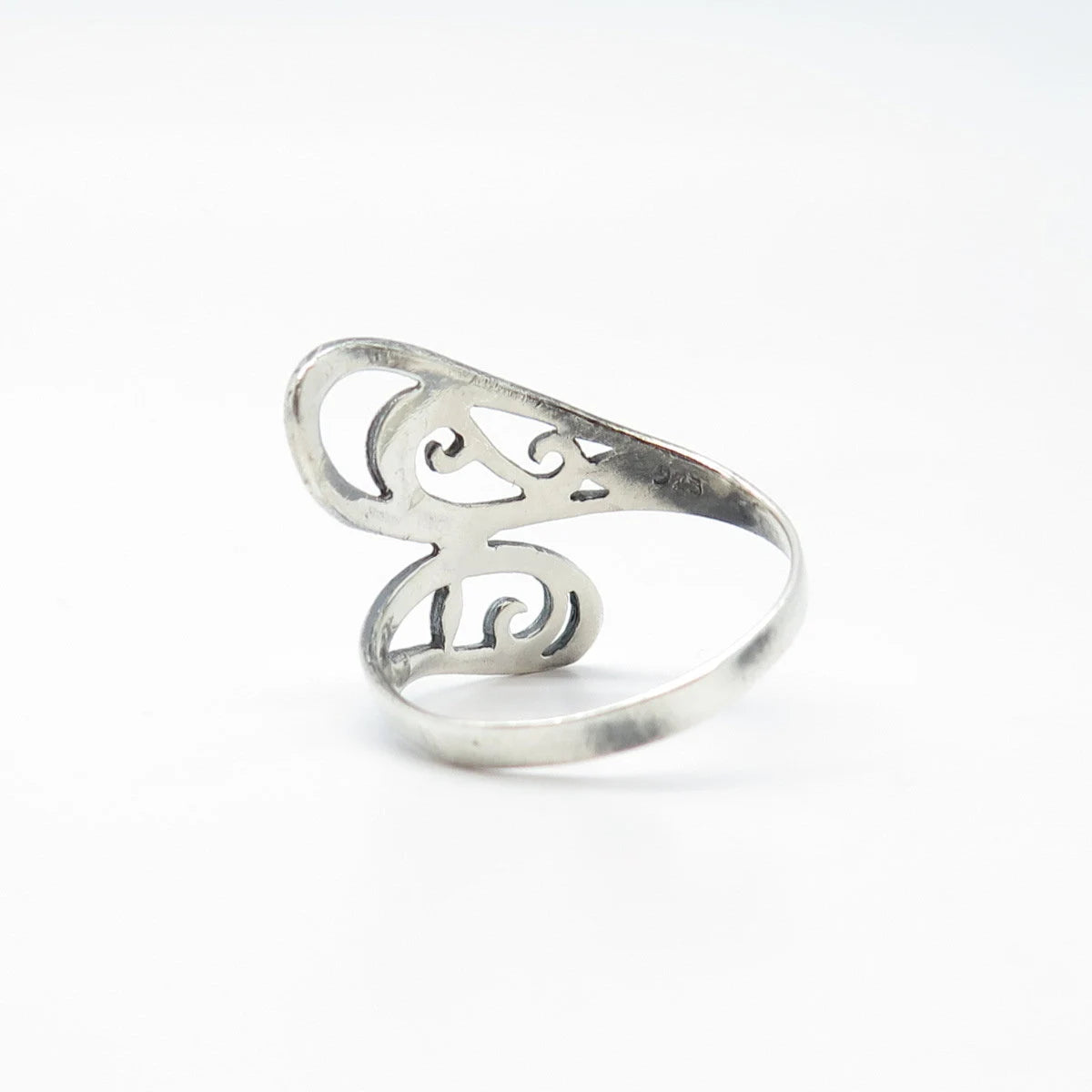 925 Sterling Silver Vintage Swirl Bypass Ring Size 8.75