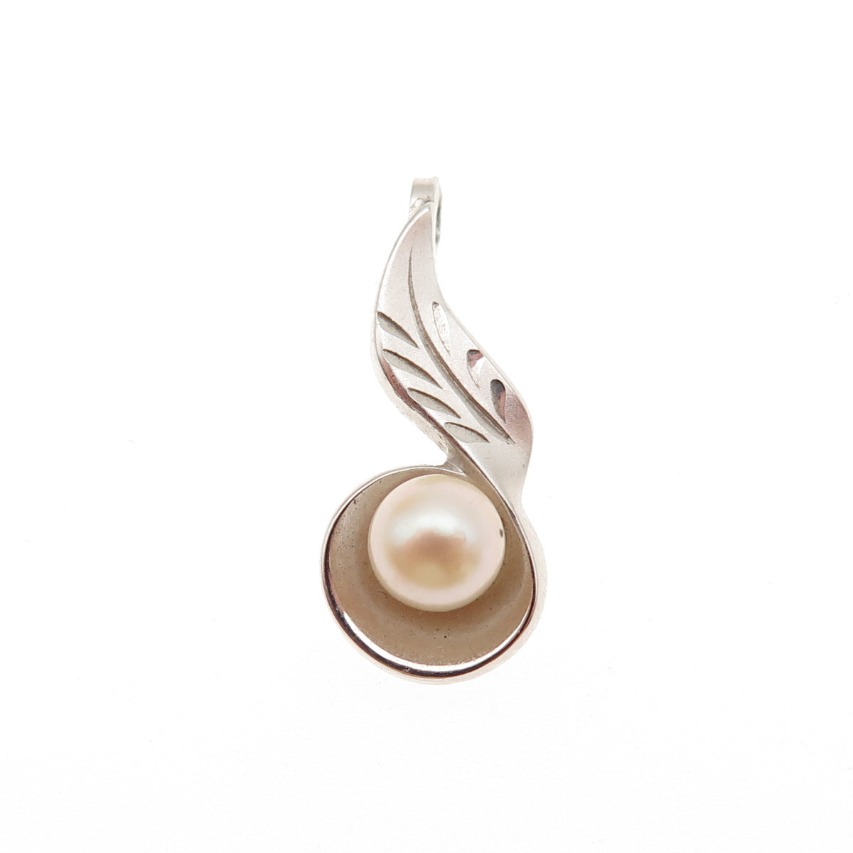 Marvel 925 Sterling Silver Antique Art Deco Real Pearl Floral Mini Slide Pendant
