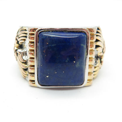 BGE Bradford 925 Sterling Silver 2-Tone Real Lapis Lazuli Eagle Ring Size 12.25