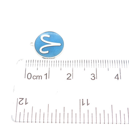 TOKEMOTI 925 Sterling Silver Blue Enamel Aries Zodiac Minimalist Charm Pendant