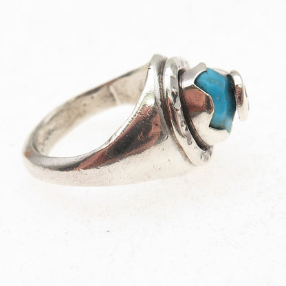 Effie Calavaza Zuni Old Pawn Sterling Silver Vintage Turquoise Snake Ring Size 6