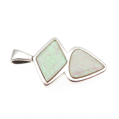 PB Paul Brackna 925 Sterling Silver Vintage Real Opal Modernist Charm Pendant