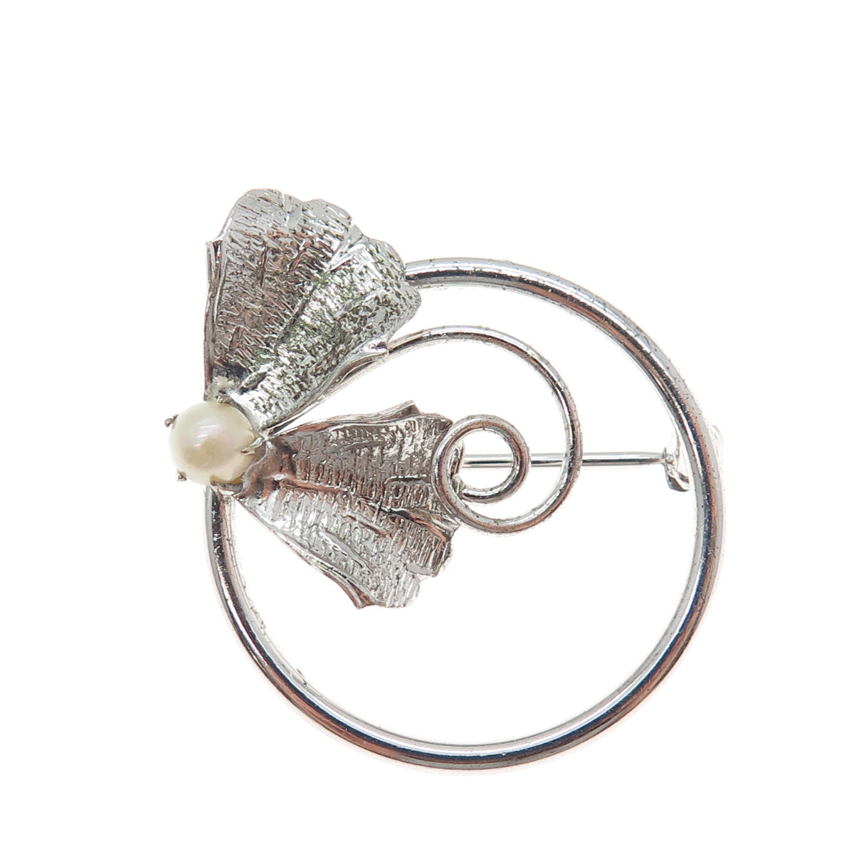 PPC Princess Pride Creations 925 Sterling Antique Art Deco Real Pearl Pin Brooch