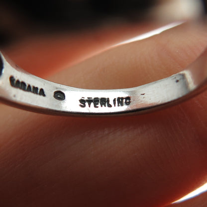 KABANA 925 Sterling Silver Vintage Modernist Ribbed Oxidized Ring Size 8