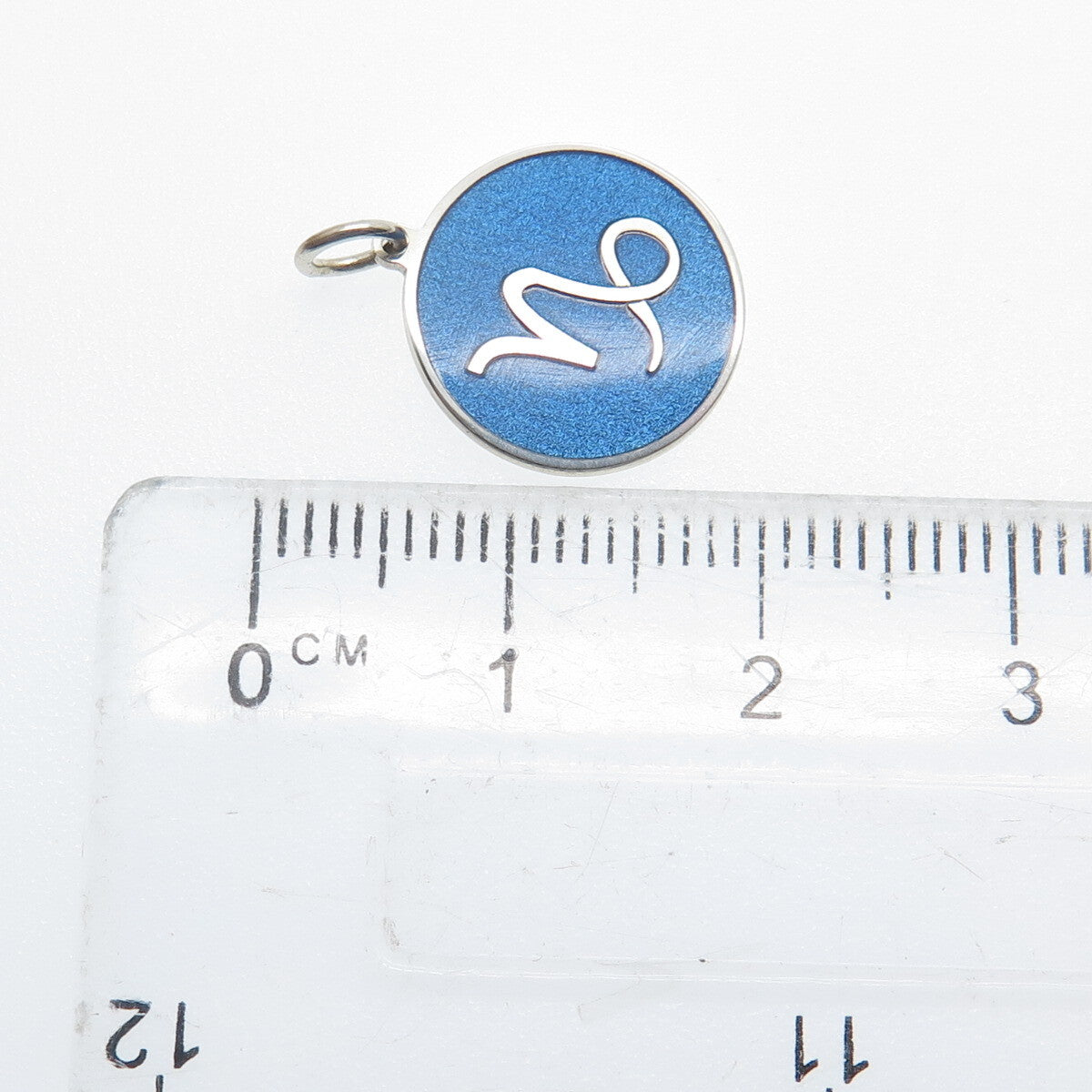 925 Sterling Silver Blue Enamel Capricorn Zodiac Sign Minimalist Charm Pendant