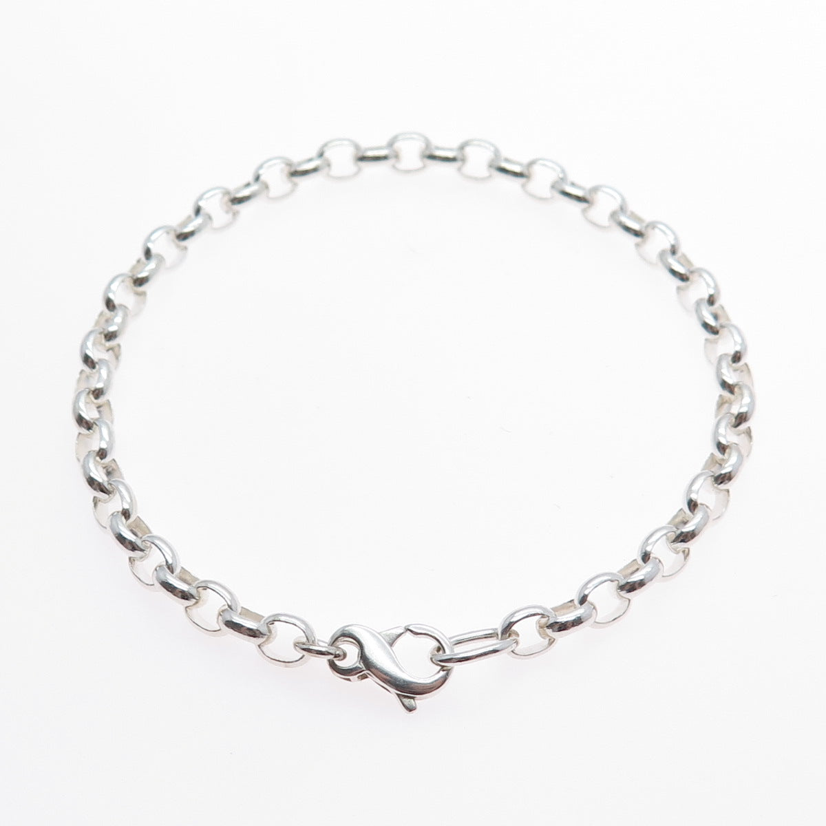 925 Sterling Silver Vintage Oval Cable Link Bracelet 7.25"