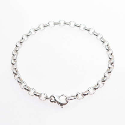 925 Sterling Silver Vintage Oval Cable Link Bracelet 7.25"