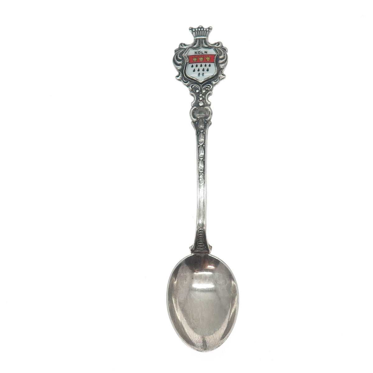 HERMAN 800 Silver Antique Enamel Cologne Germany Coffee Spoon