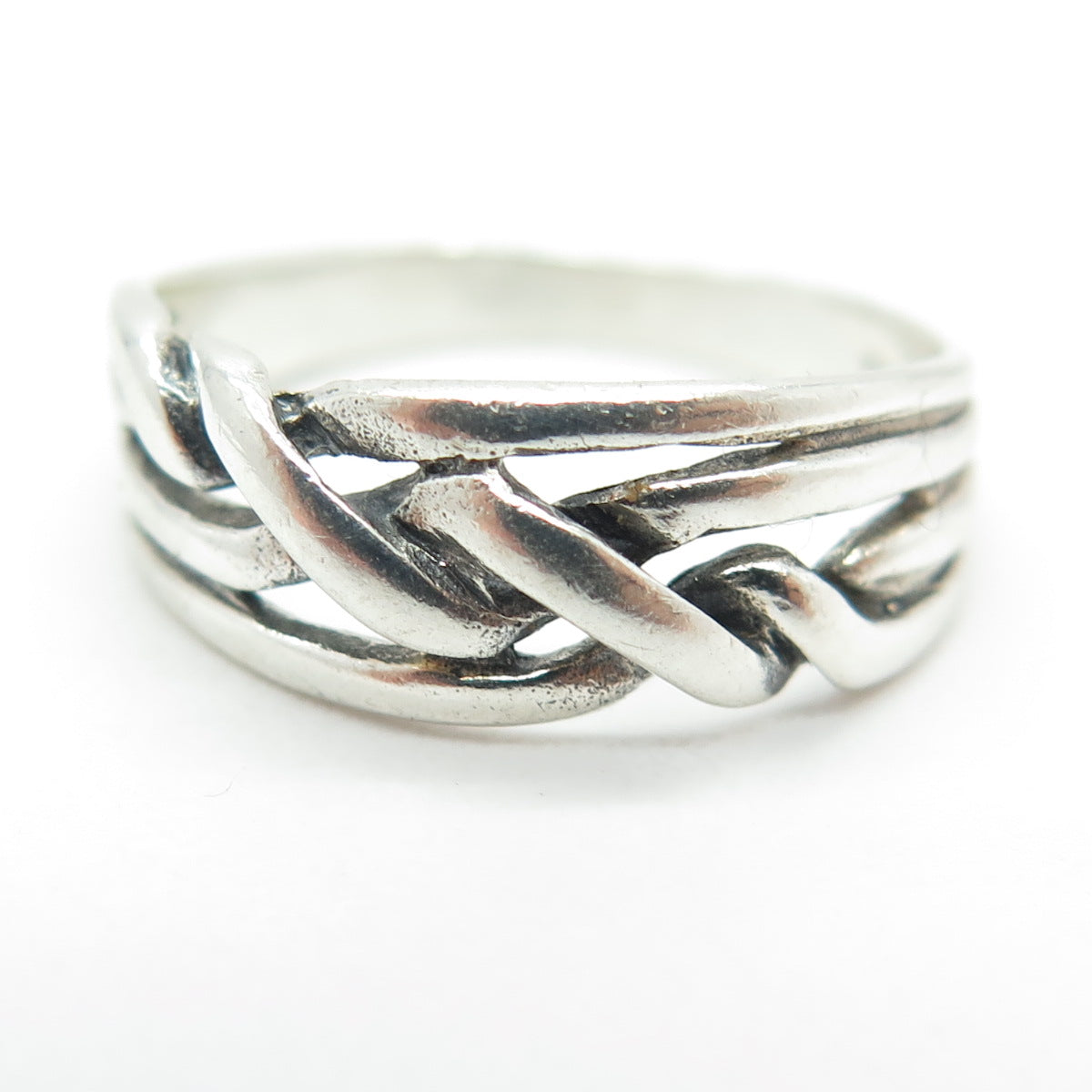 925 Sterling Silver Vintage Twisted Multi-Row Ring Size 7.75