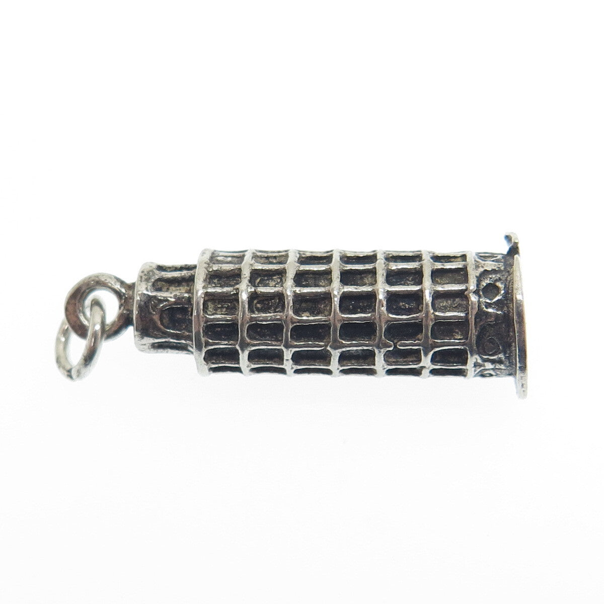 800 Silver Vintage Pisa Tower Oxidized Charm Pendant