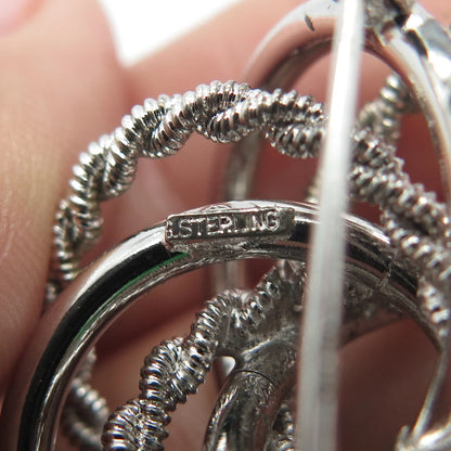 925 Sterling Silver Vintage Twisted Multi-Circle Pin Brooch