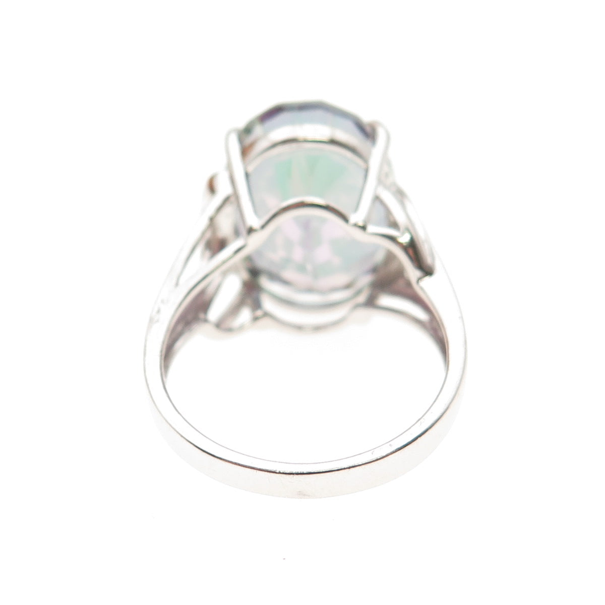 JH YOUNG 925 Sterling Silver Real Oval-Cut Mystic Quartz Ring Size 7.75