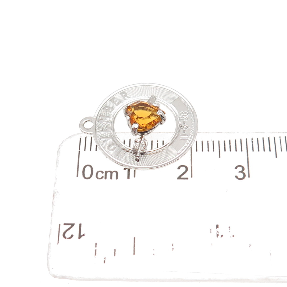 Crea Sterling Silver Vintage Rhinestone November Birthstone Heart Charm Pendant