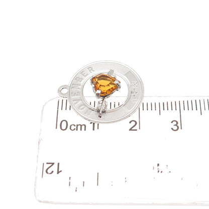 Crea Sterling Silver Vintage Rhinestone November Birthstone Heart Charm Pendant