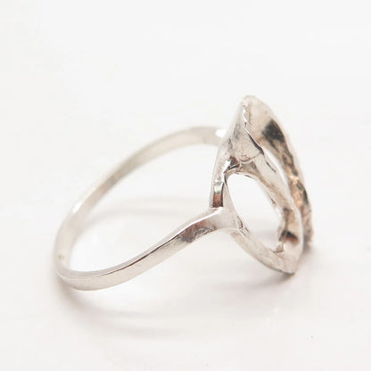 925 Sterling Silver Vintage Textured Modernist Ring Size 6.75