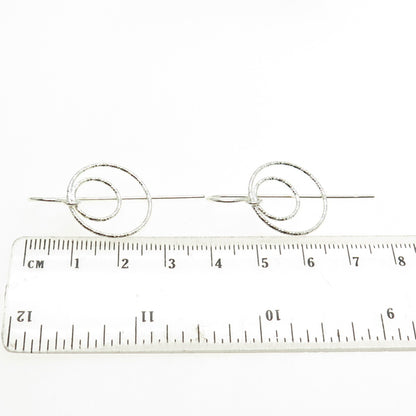 925 Sterling Silver Diamond-Cut Multi-Circle Dangle French Wire Earrings