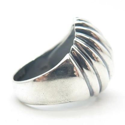925 Sterling Silver Vintage Ribbed Ring Size 8.25