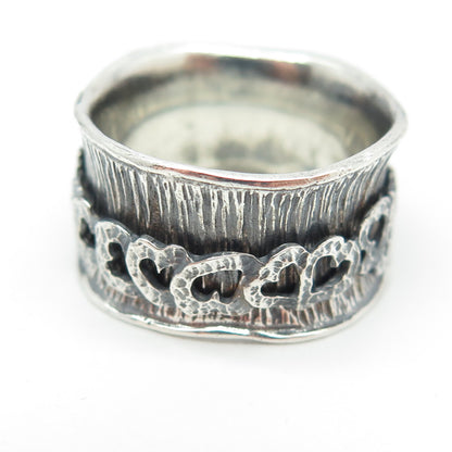 925 Sterling Silver Vintage Textured Modernist Ring Size 8