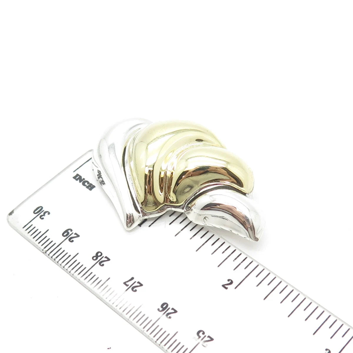 925 Sterling Silver 2-Tone Vintage Mexico Ribbed Pin Brooch