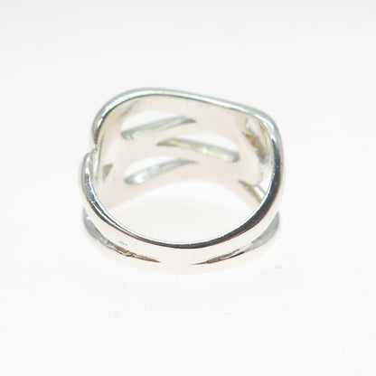 925 Sterling Silver Vintage Modernist Overlap Ring Size 7
