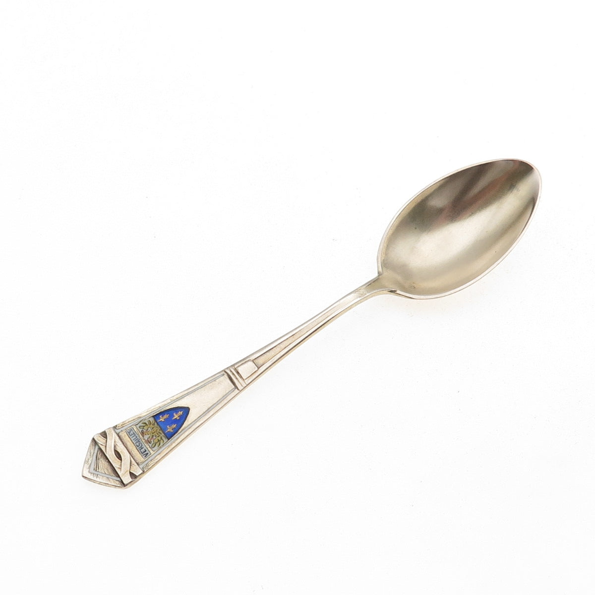 800 Silver Gold Plated Antique Art Deco Germany Enamel Versailles Teaspoon