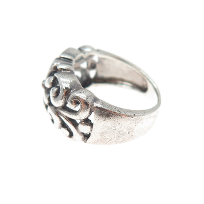925 Sterling Silver Vintage Daisy Flower Oxidized Ring Size 6
