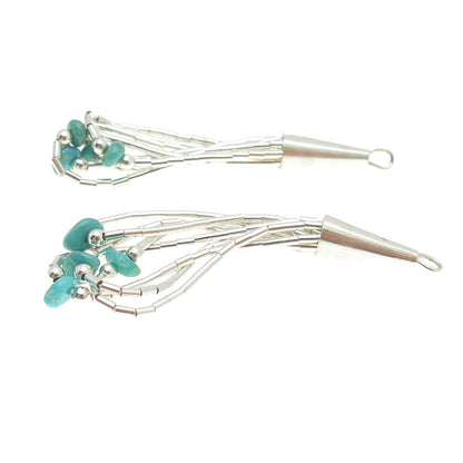 Old Pawn 925 Sterling Silver Southwestern Turquoise Liquid Chain Jacket Earrings