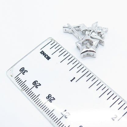 925 Sterling Silver C Z Fairy Girl w/ Magical Wand Slide Pendant