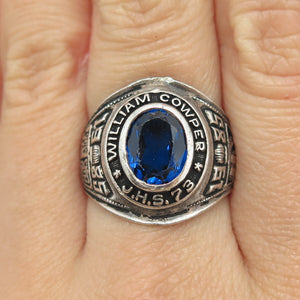 REED 925 Sterling Silver Vintage 1985 Glass William Cowper School 73 Ring Size 9