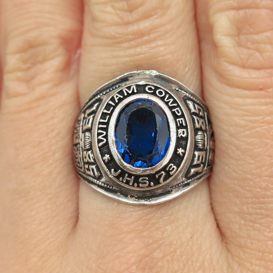 REED 925 Sterling Silver Vintage 1985 Glass William Cowper School 73 Ring Size 9