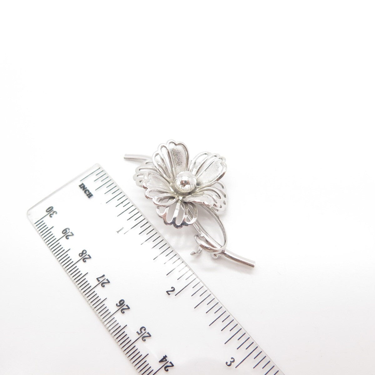 925 Sterling Silver Vintage Forstner Floral Pin Brooch