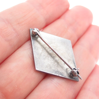 925 Sterling Silver Antique Art Deco BMS AA Monogram Oxidized Pin Brooch