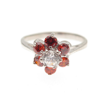 925 Sterling Silver Round-Cut Imperial & White C Z Ring Size 7