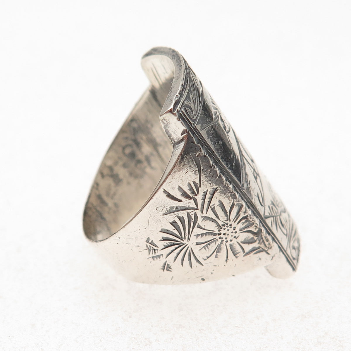 925 Sterling Silver Antique 1947 Korea Engraved Albert Name Ring Size 9