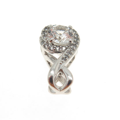 925 Sterling Silver Real White Topaz Gemstone Slide Pendant
