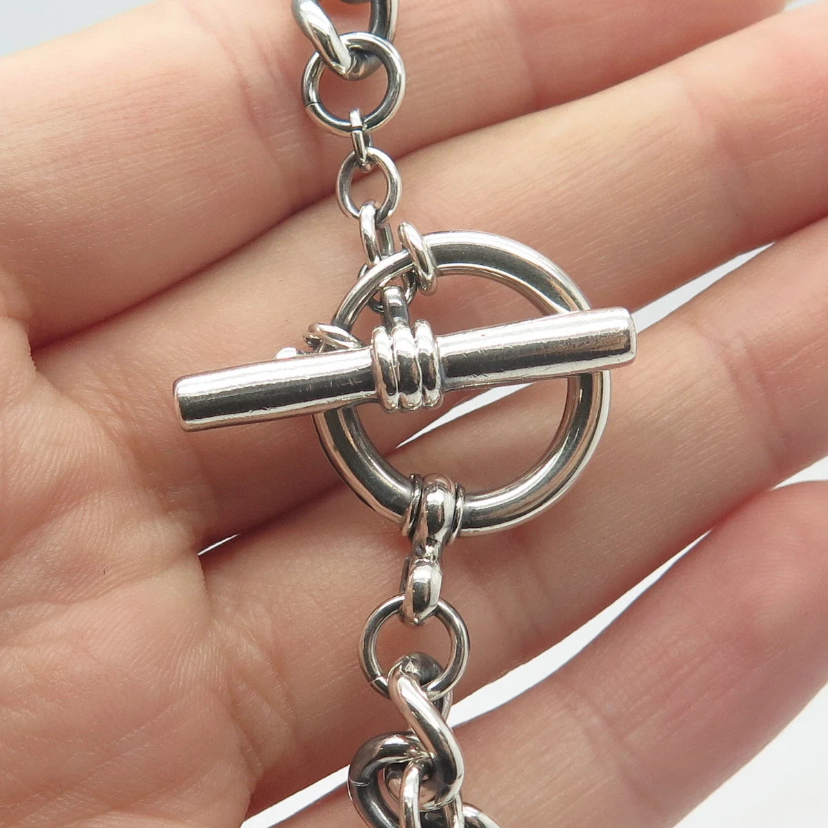 925 Sterling Silver Vintage Cable Link Bracelet 7"