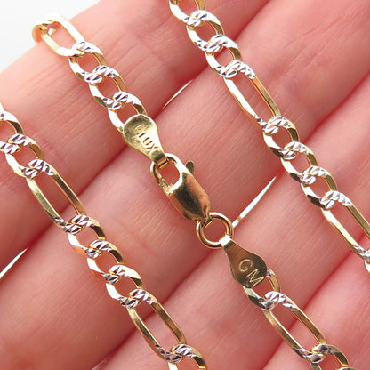 P. Lux 925 Sterling Silver 2-Tone Italy Diamond-Cut Figaro Chain Necklace 22"