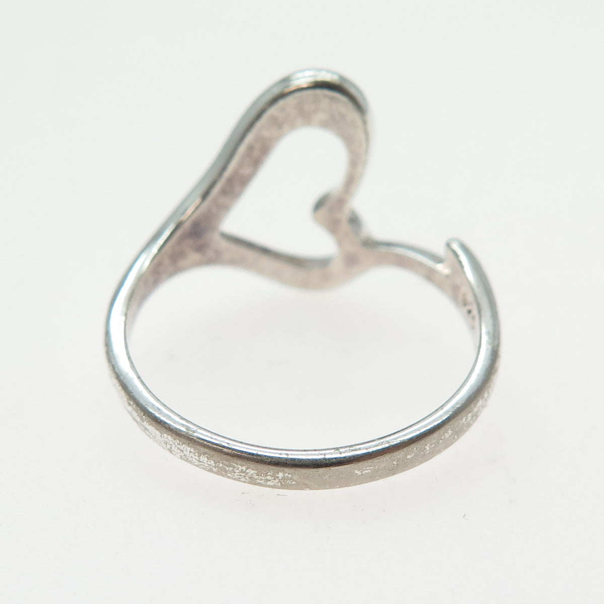 925 Sterling Silver Vintage Modernist Heart Ring Size 8