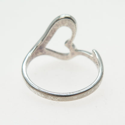 925 Sterling Silver Vintage Modernist Heart Ring Size 8