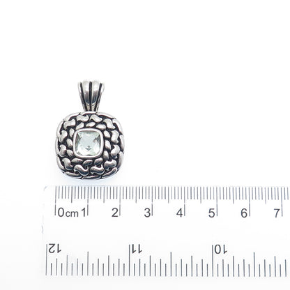 FADO 925 Sterling Silver Vintage Dublin Real Green Amethyst Modernist Pendant