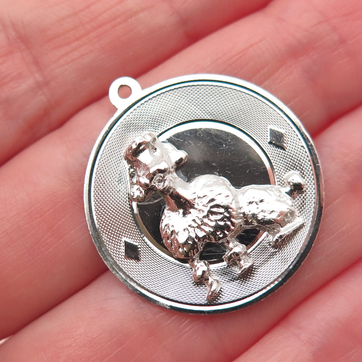 925 Sterling Silver Vintage Poodle Dog Charm Pendant
