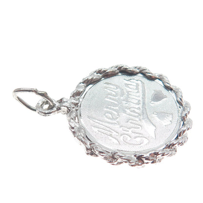 925 Sterling Silver Vintage Merry Christmas Charm Pendant