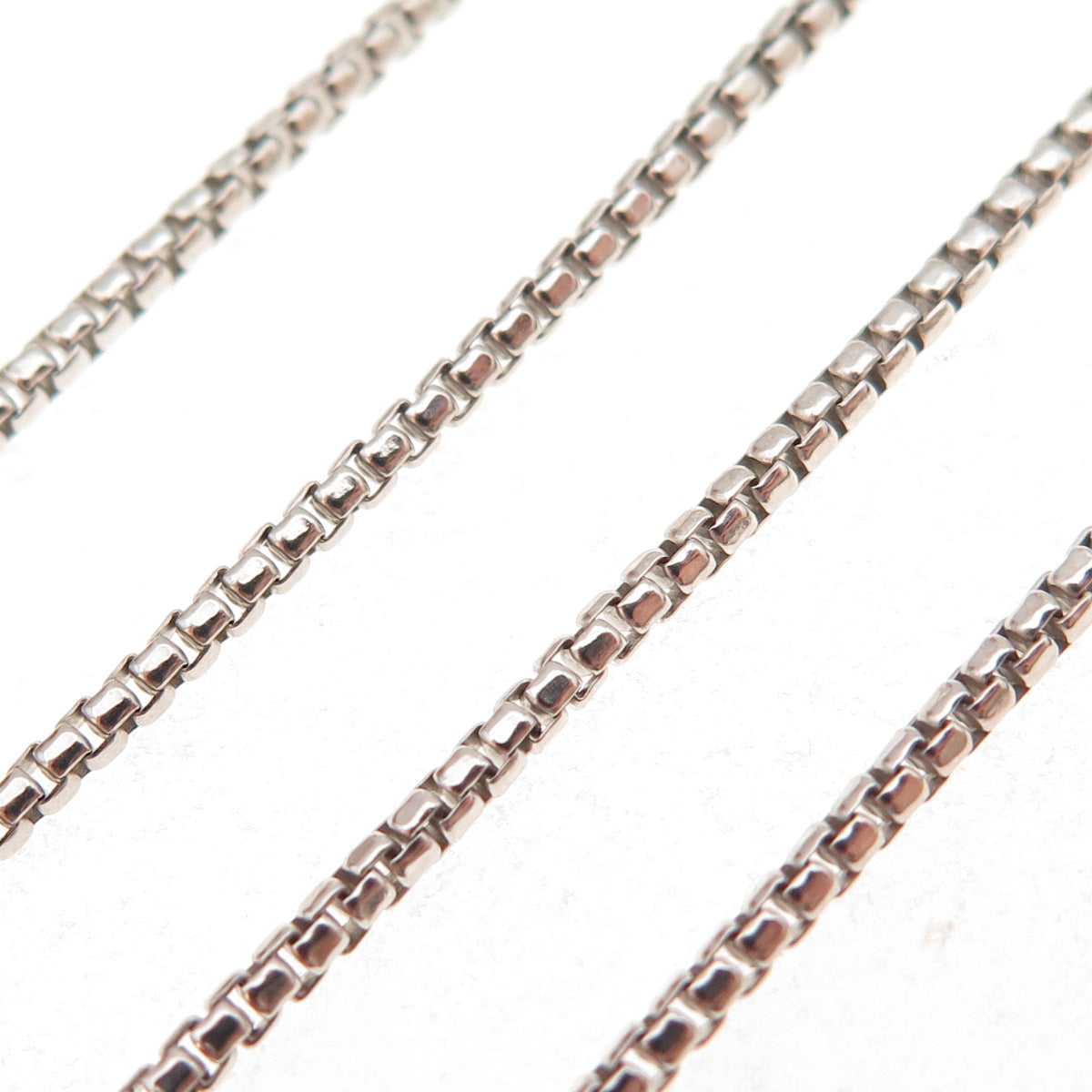 925 Sterling Silver Italy Round Box Chain Necklace 18"