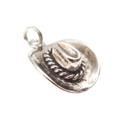 Carolyn Pollack 925 Sterling Silver Vintage Cowboy Hat 3D Mini Charm Pendant