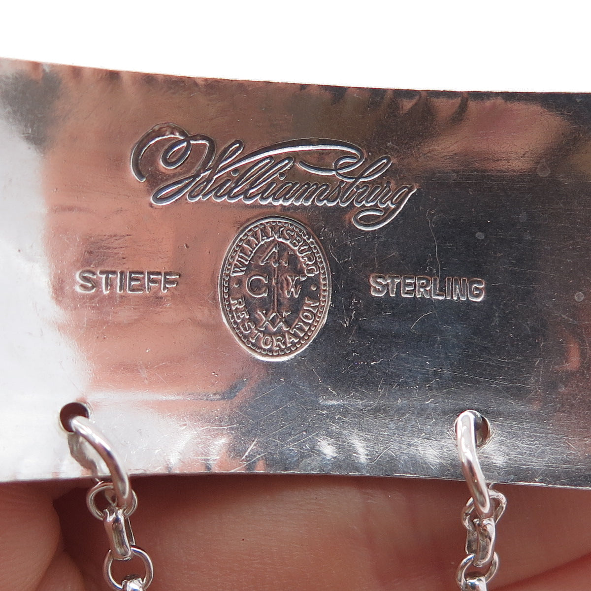 Stieff Williamsburg Restoration 925 Sterling Antique Art Deco Sherry Bottle Tag