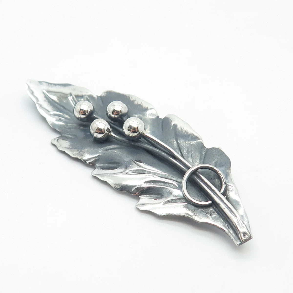 925 Sterling Silver Vintage Mexico Leaf Pin Brooch