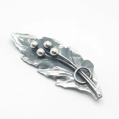 925 Sterling Silver Vintage Mexico Leaf Pin Brooch